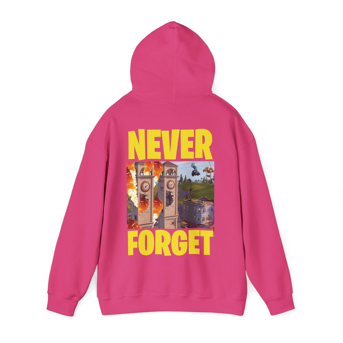 "Never Forget (Tilted Towers - Fortnite)" Unisex Heavy Blend™ Hooded Sweatshirt
