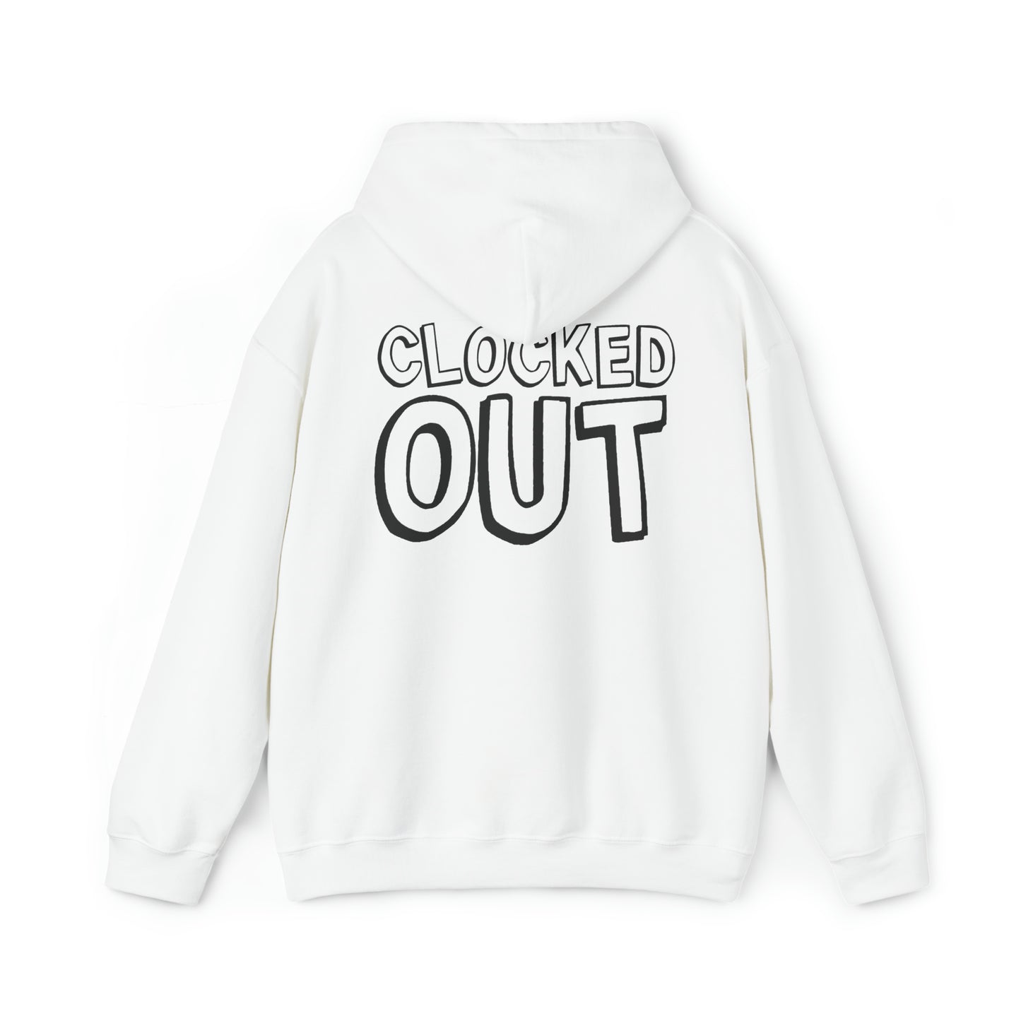 "Clocked Out" Unisex Heavy Blend™ Hooded Sweatshirt - Front & Back