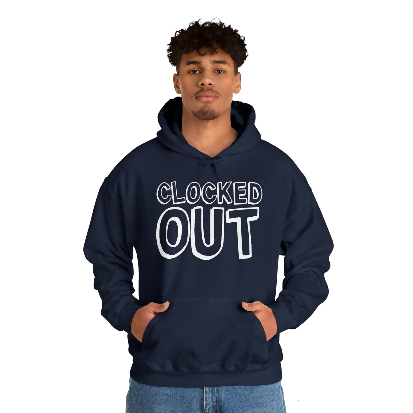 "Clocked Out" Unisex Heavy Blend™ Hooded Sweatshirt - Front & Back
