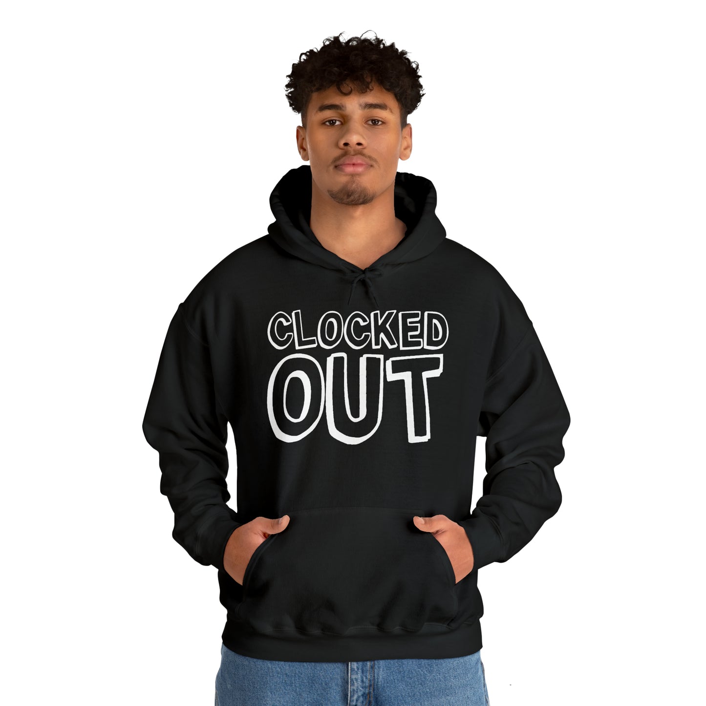 "Clocked Out" Unisex Heavy Blend™ Hooded Sweatshirt - Front & Back