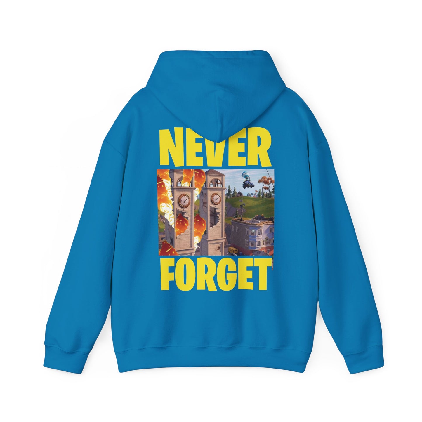 "Never Forget (Tilted Towers - Fortnite)" Unisex Heavy Blend™ Hooded Sweatshirt