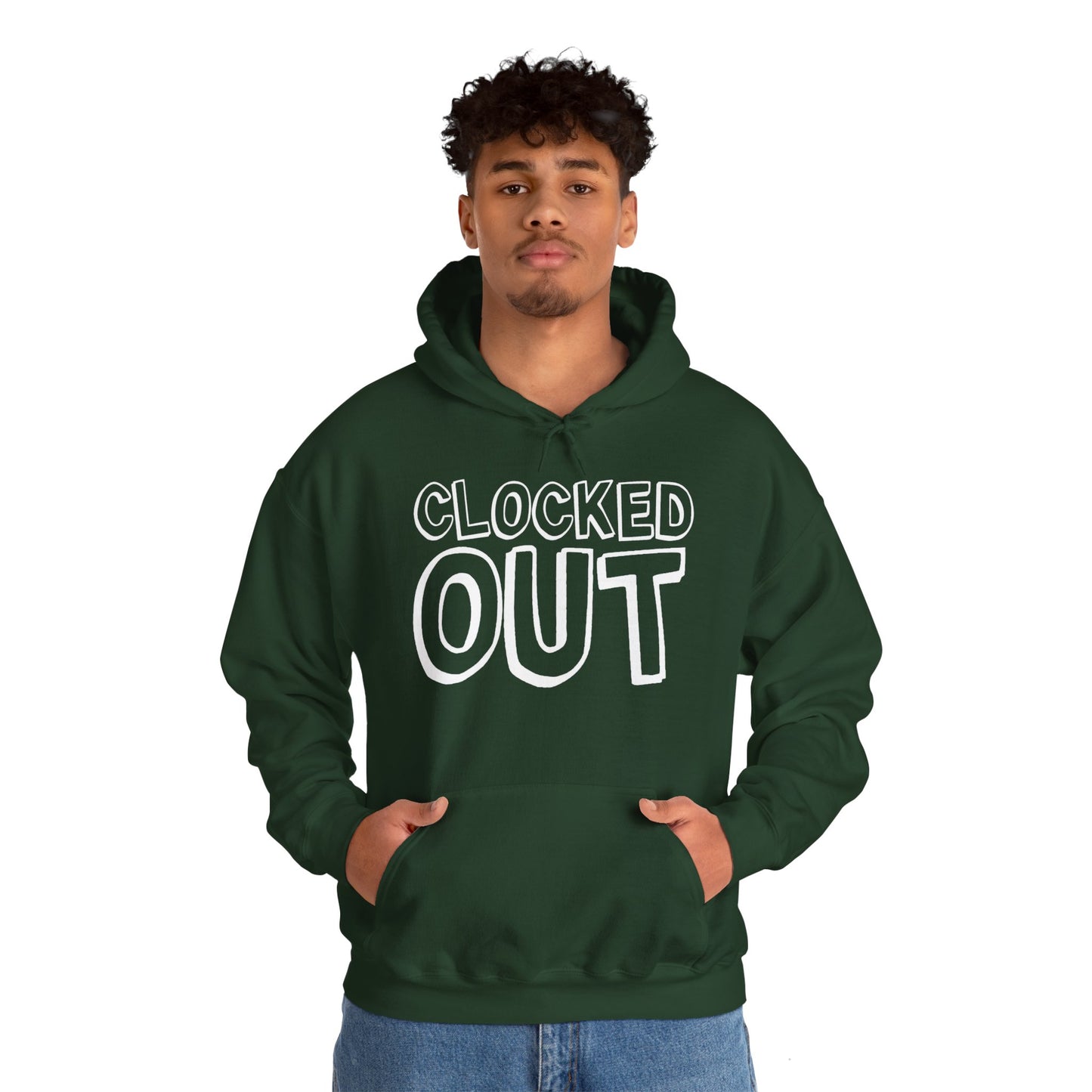 "Clocked Out" Unisex Heavy Blend™ Hooded Sweatshirt - Front Only