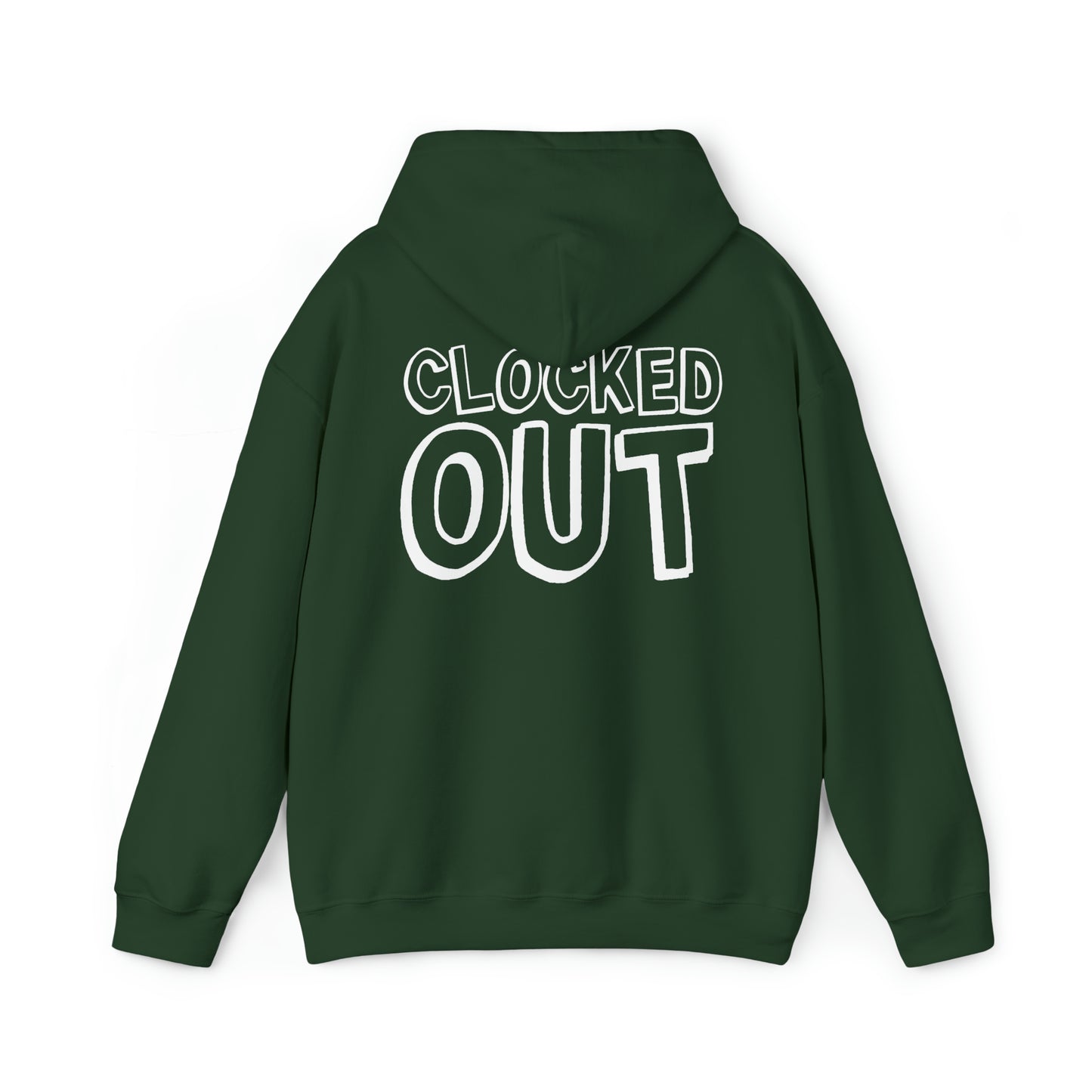 "Clocked Out" Unisex Heavy Blend™ Hooded Sweatshirt - Front & Back