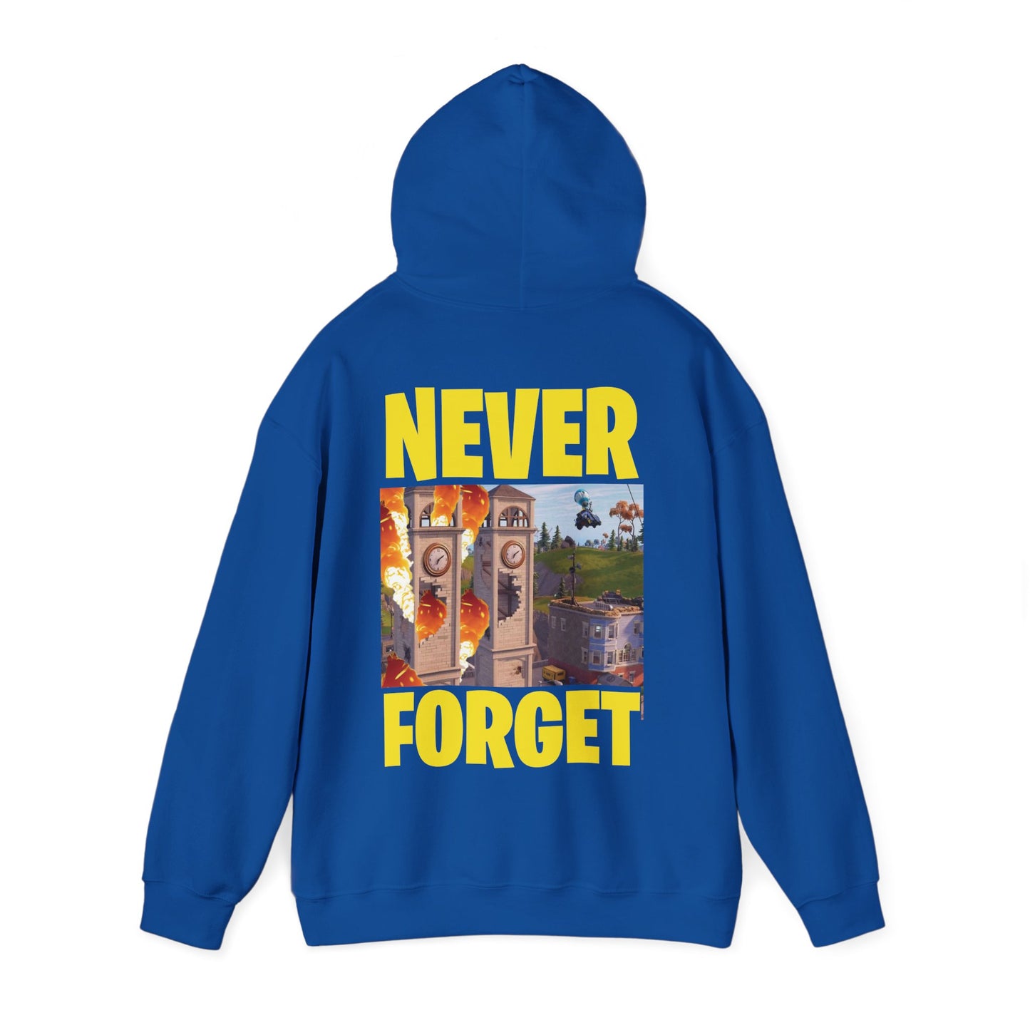 "Never Forget (Tilted Towers - Fortnite)" Unisex Heavy Blend™ Hooded Sweatshirt