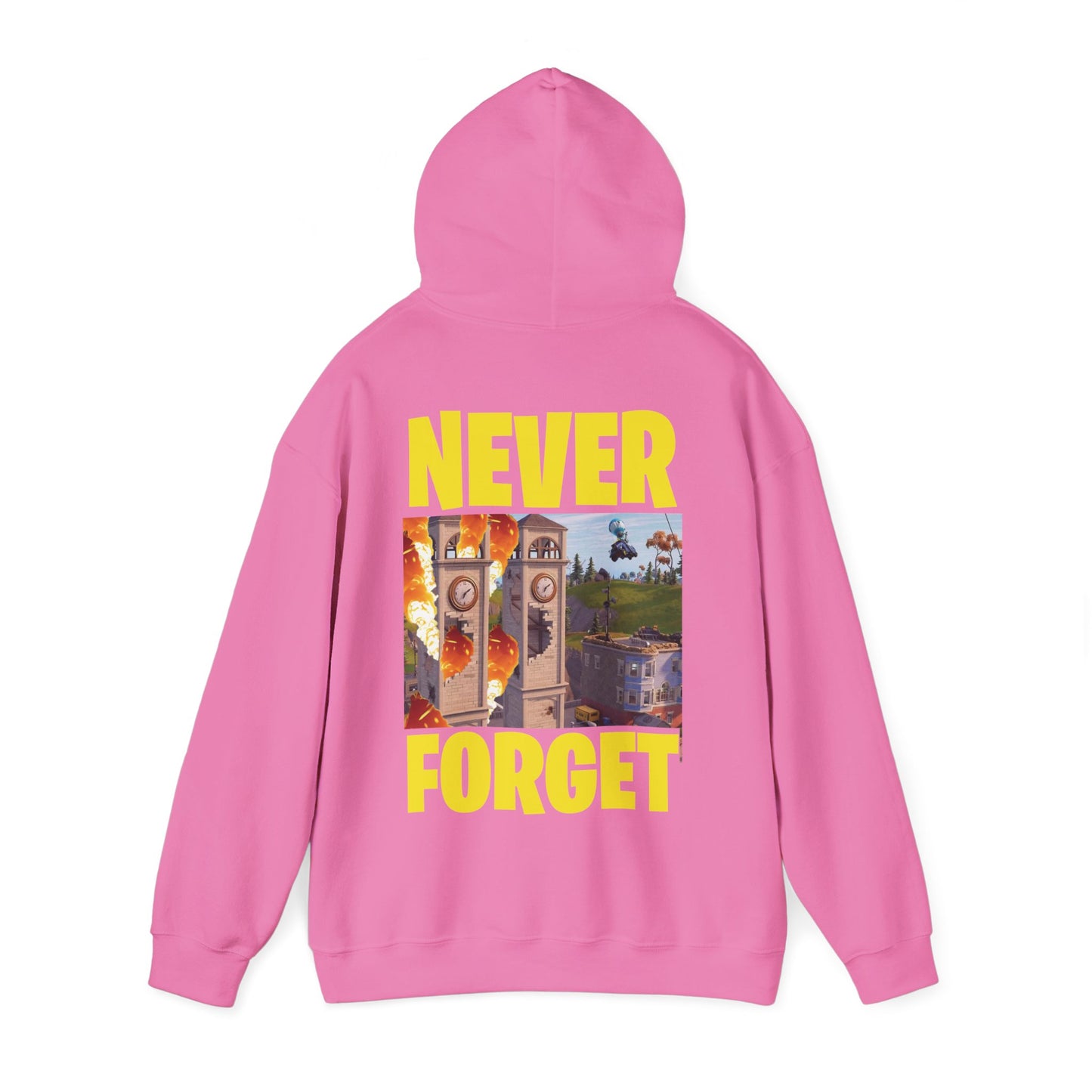 "Never Forget (Tilted Towers - Fortnite)" Unisex Heavy Blend™ Hooded Sweatshirt