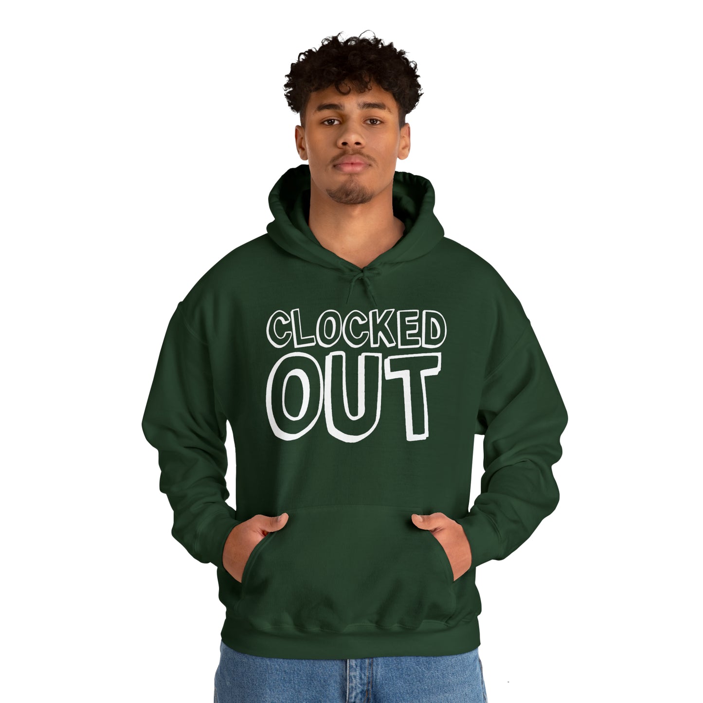 "Clocked Out" Unisex Heavy Blend™ Hooded Sweatshirt - Front & Back