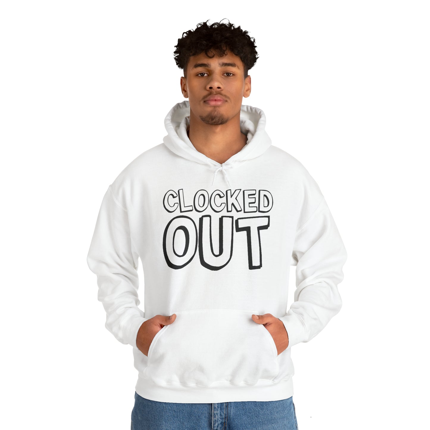 "Clocked Out" Unisex Heavy Blend™ Hooded Sweatshirt - Front & Back