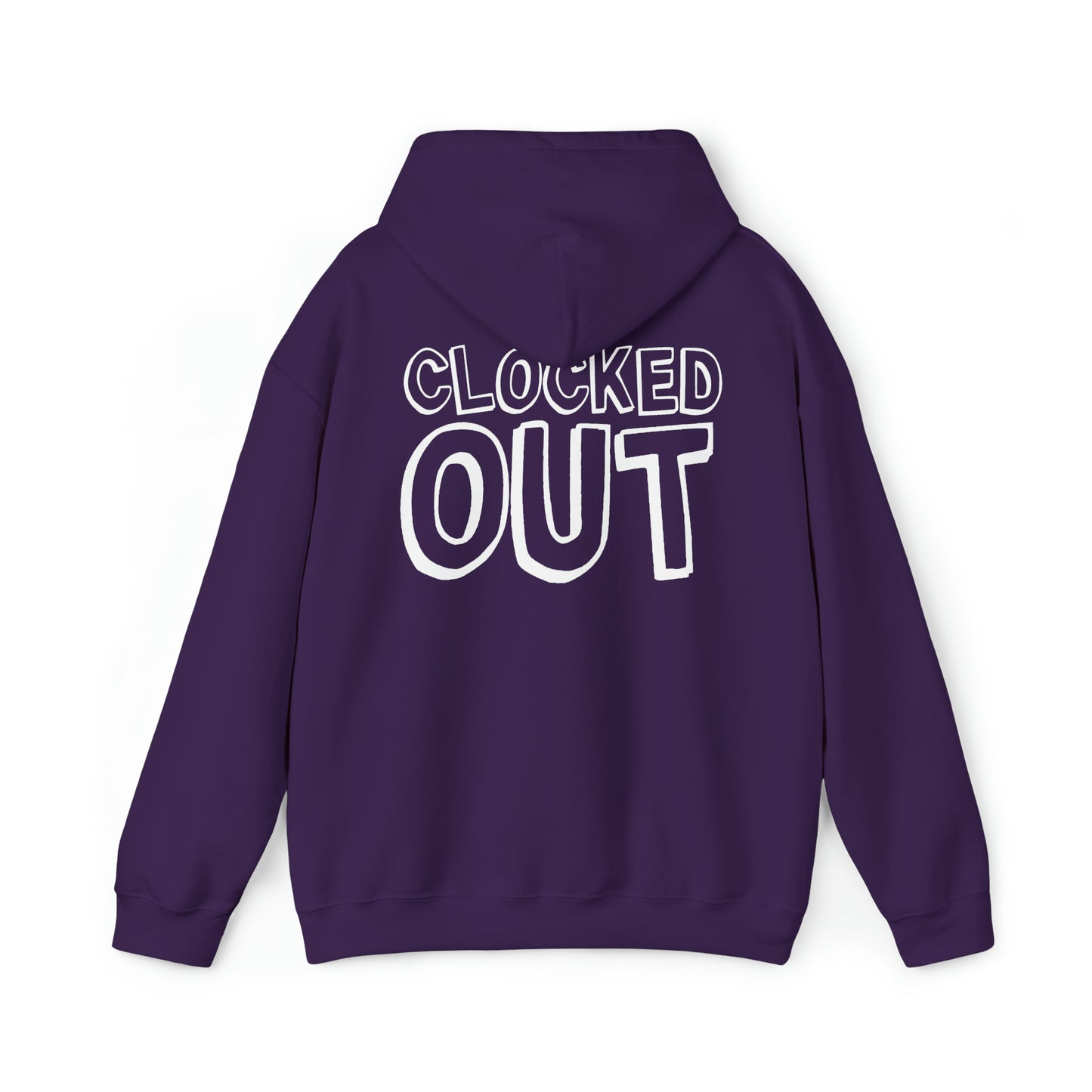 "Clocked Out" Unisex Heavy Blend™ Hooded Sweatshirt - Front & Back