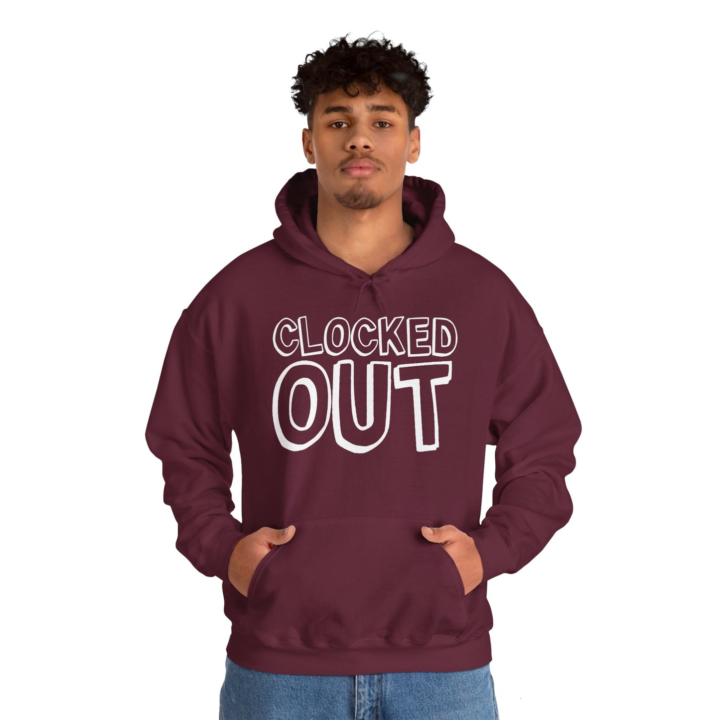 "Clocked Out" Unisex Heavy Blend™ Hooded Sweatshirt - Front Only