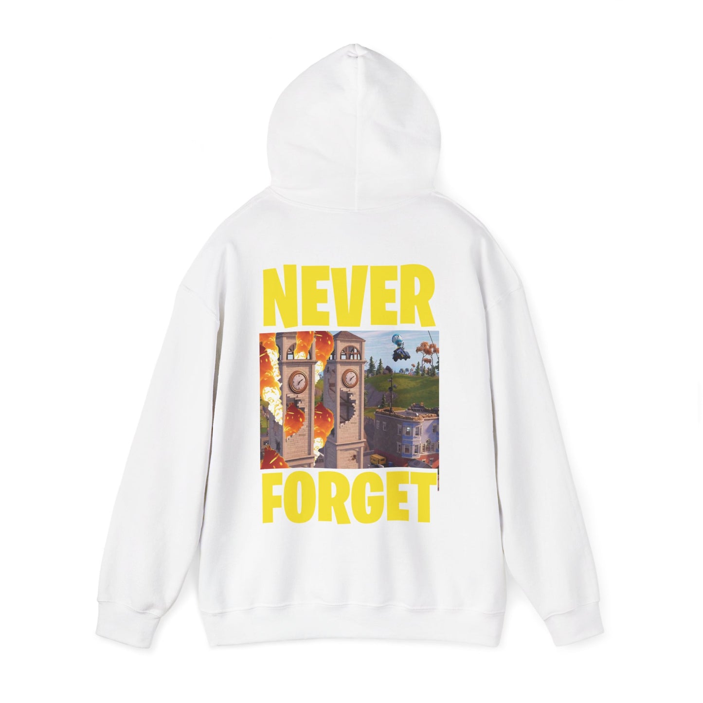"Never Forget (Tilted Towers - Fortnite)" Unisex Heavy Blend™ Hooded Sweatshirt