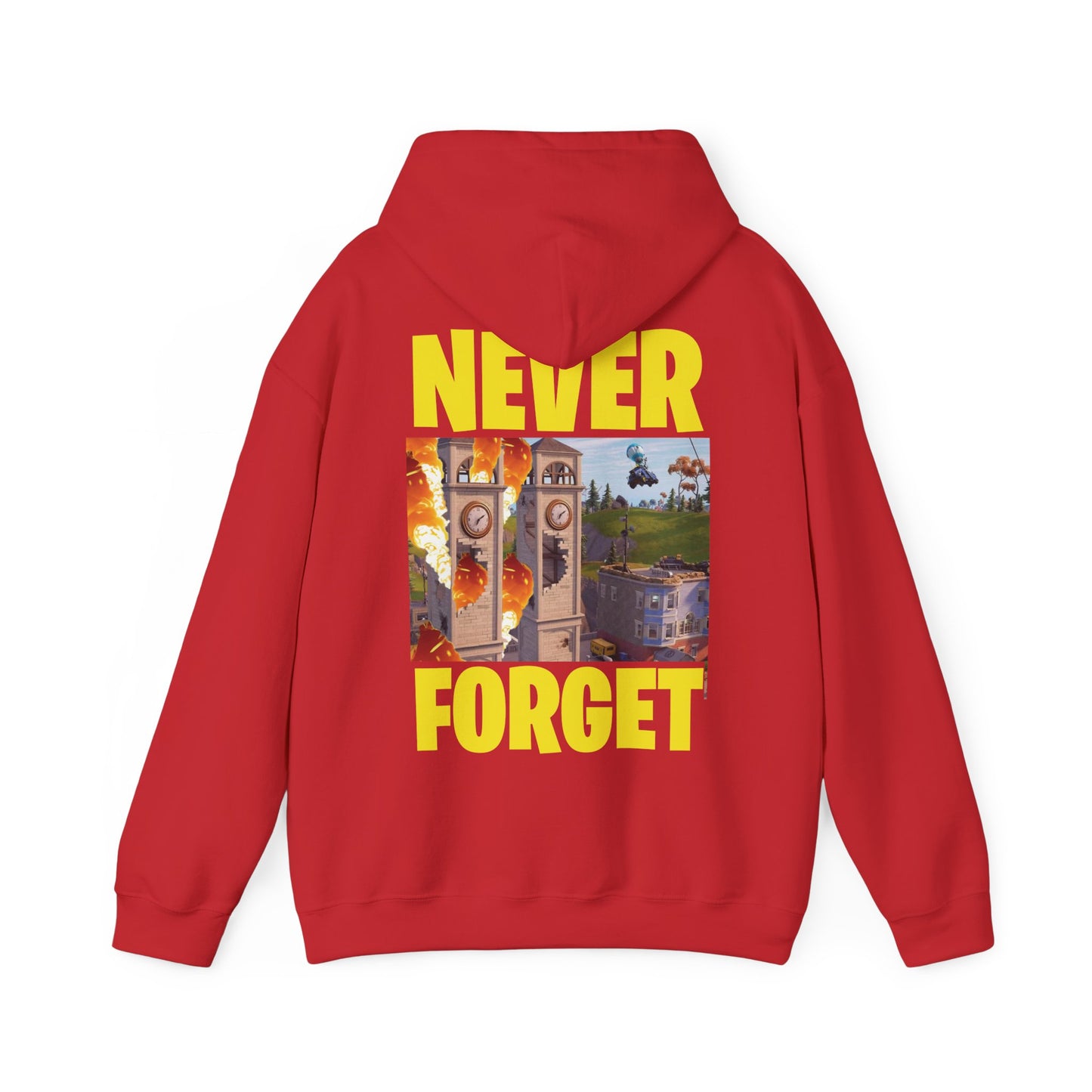 "Never Forget (Tilted Towers - Fortnite)" Unisex Heavy Blend™ Hooded Sweatshirt