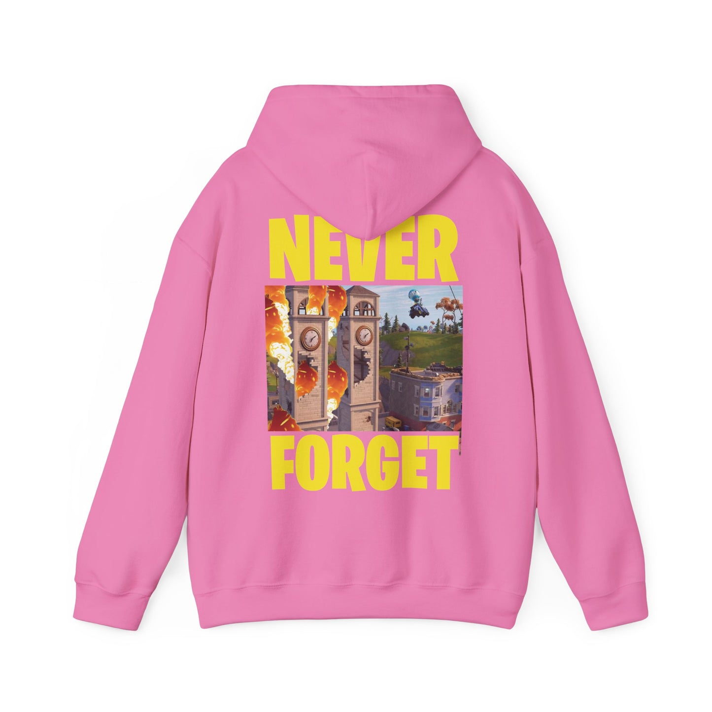 "Never Forget (Tilted Towers - Fortnite)" Unisex Heavy Blend™ Hooded Sweatshirt