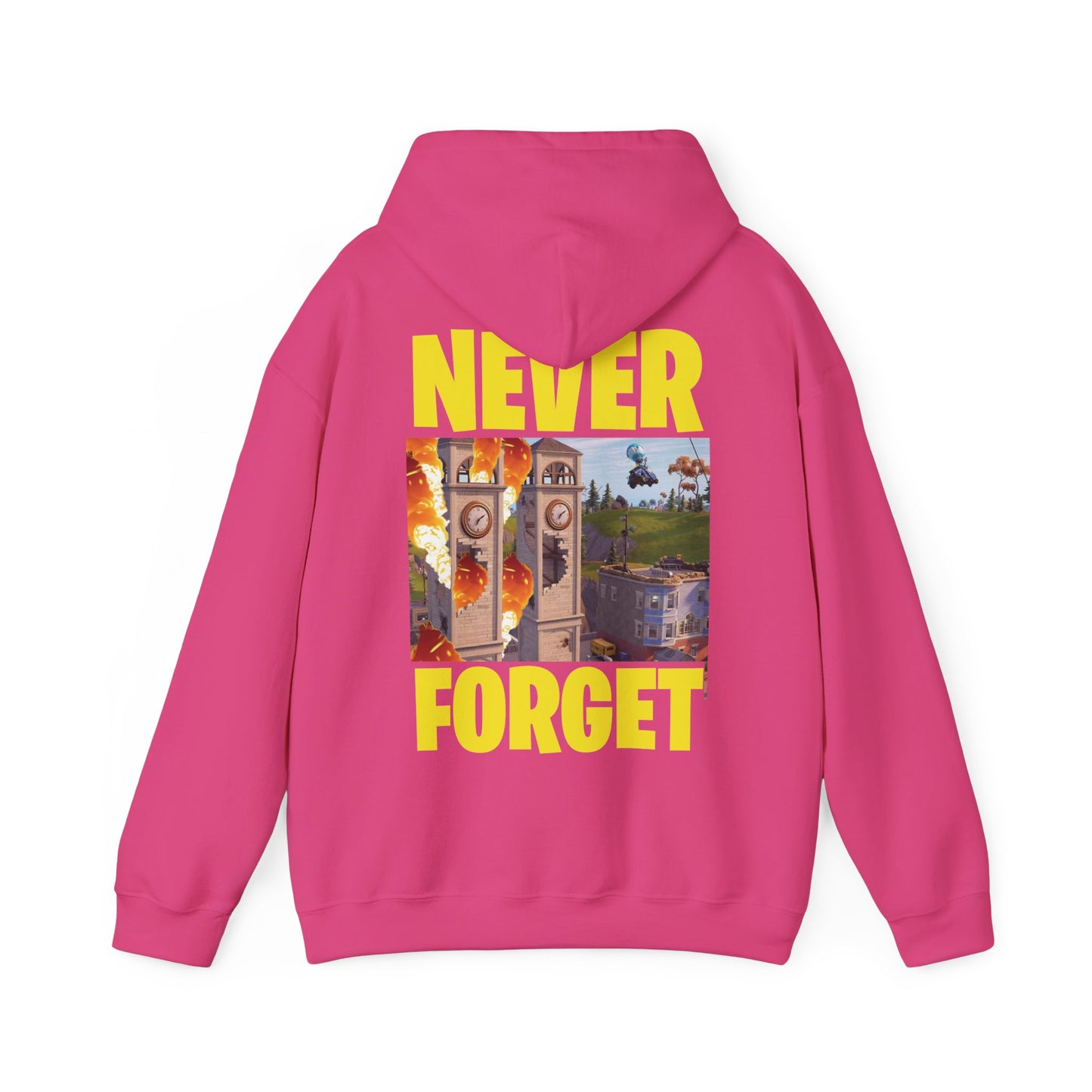 "Never Forget (Tilted Towers - Fortnite)" Unisex Heavy Blend™ Hooded Sweatshirt
