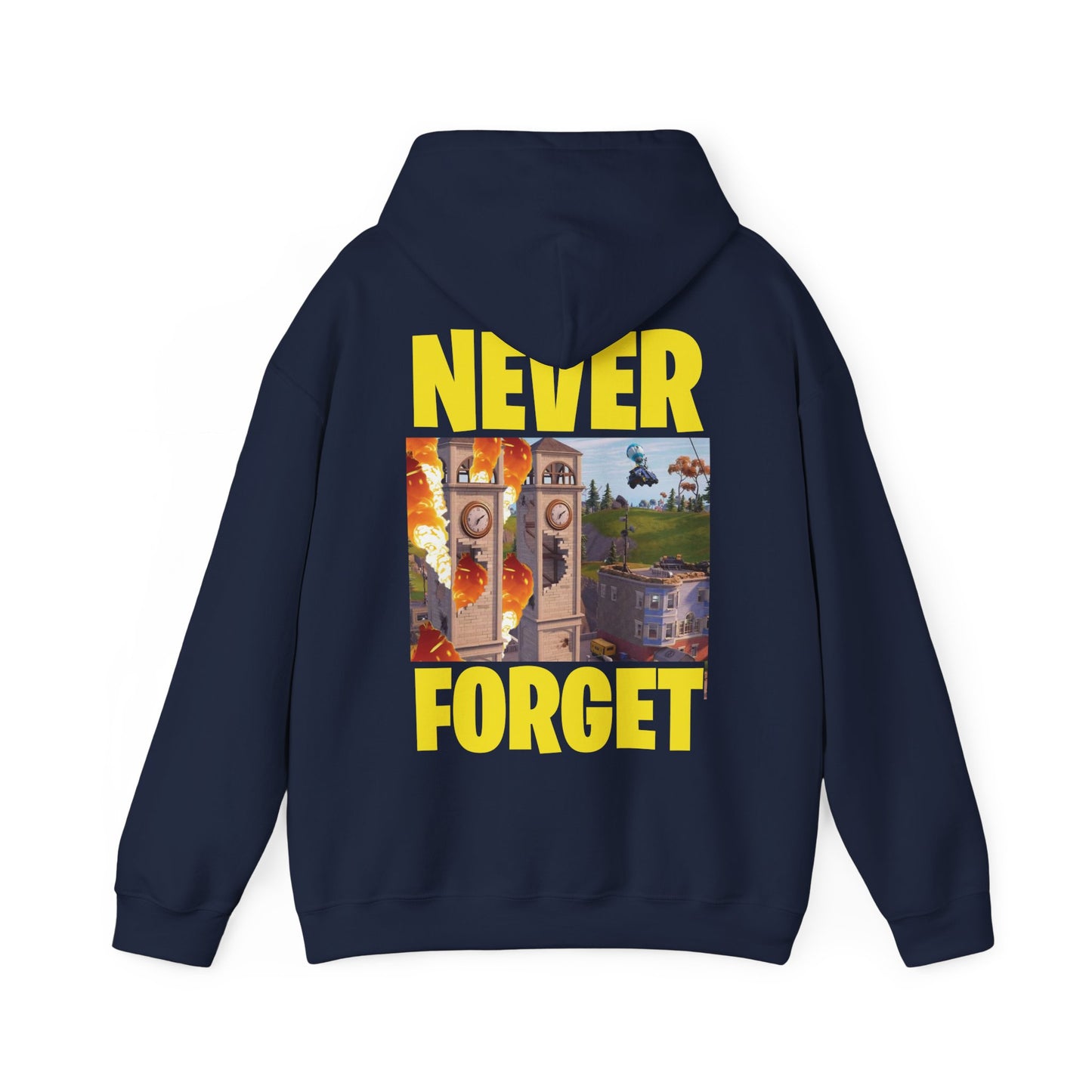 "Never Forget (Tilted Towers - Fortnite)" Unisex Heavy Blend™ Hooded Sweatshirt