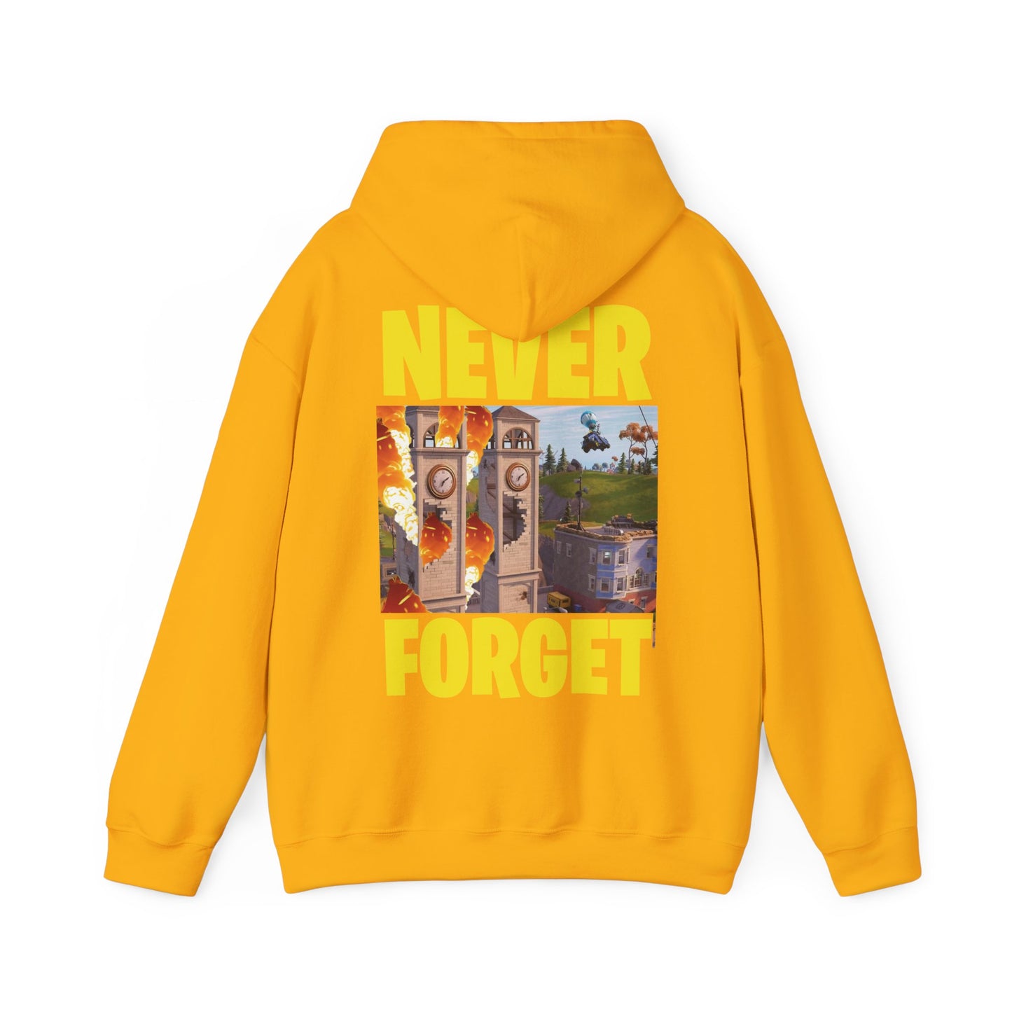 "Never Forget (Tilted Towers - Fortnite)" Unisex Heavy Blend™ Hooded Sweatshirt