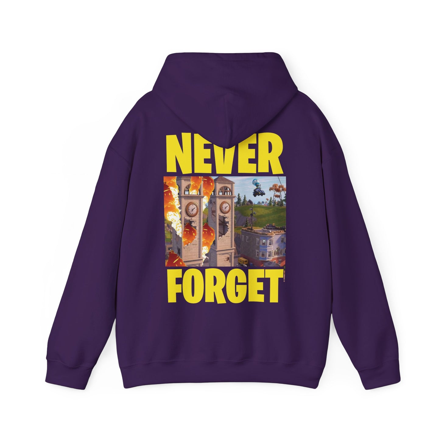 "Never Forget (Tilted Towers - Fortnite)" Unisex Heavy Blend™ Hooded Sweatshirt