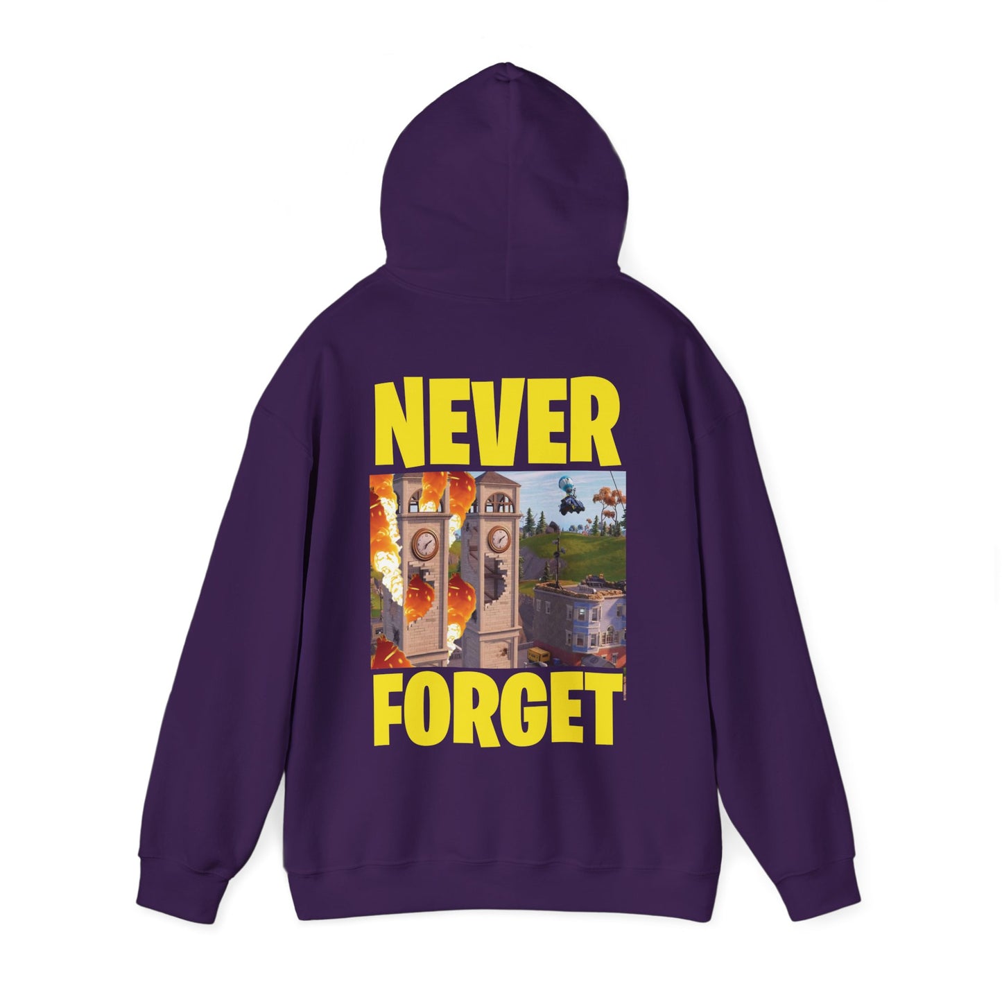 "Never Forget (Tilted Towers - Fortnite)" Unisex Heavy Blend™ Hooded Sweatshirt